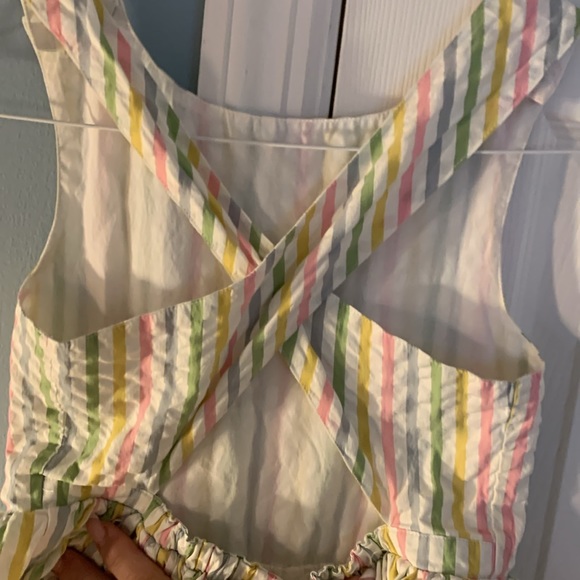 Mini Boden girls dress. Crisscross back stripe pattern. Worn once. Size 9-10y - Picture 6 of 8